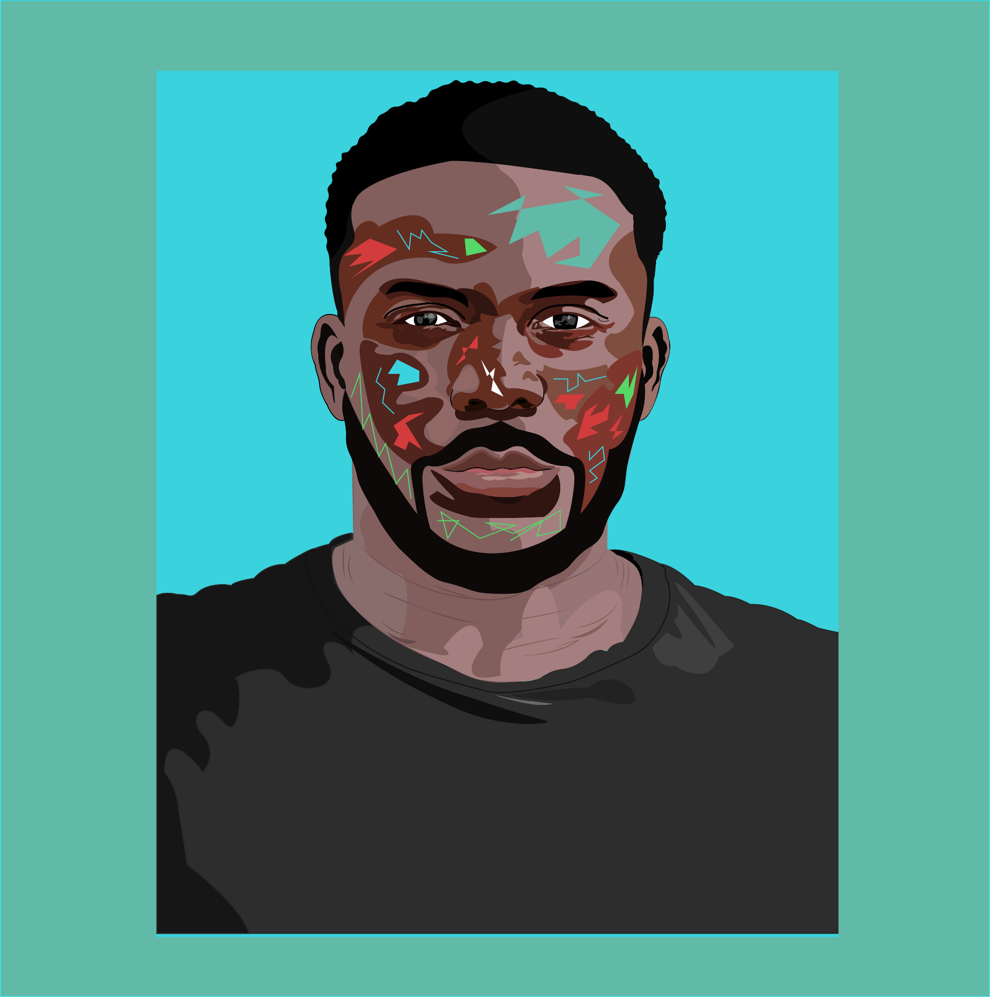 Digital portrait illustration titled Yela