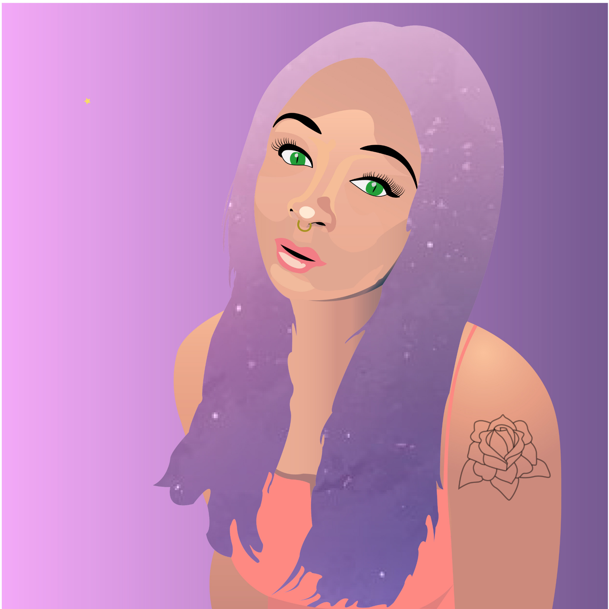 Digital portrait illustration titled Yvonne